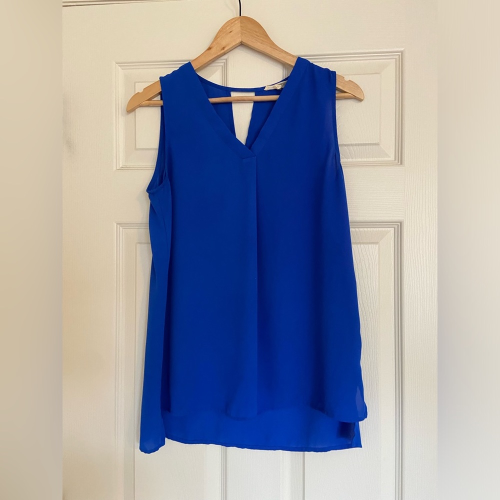 Sleeveless Cobalt Blue Blouse top, V neck, size small